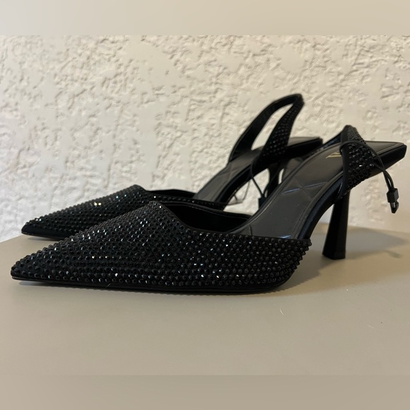 Zara Slingback with Black Rhinestone Detail - Picture 2 of 5